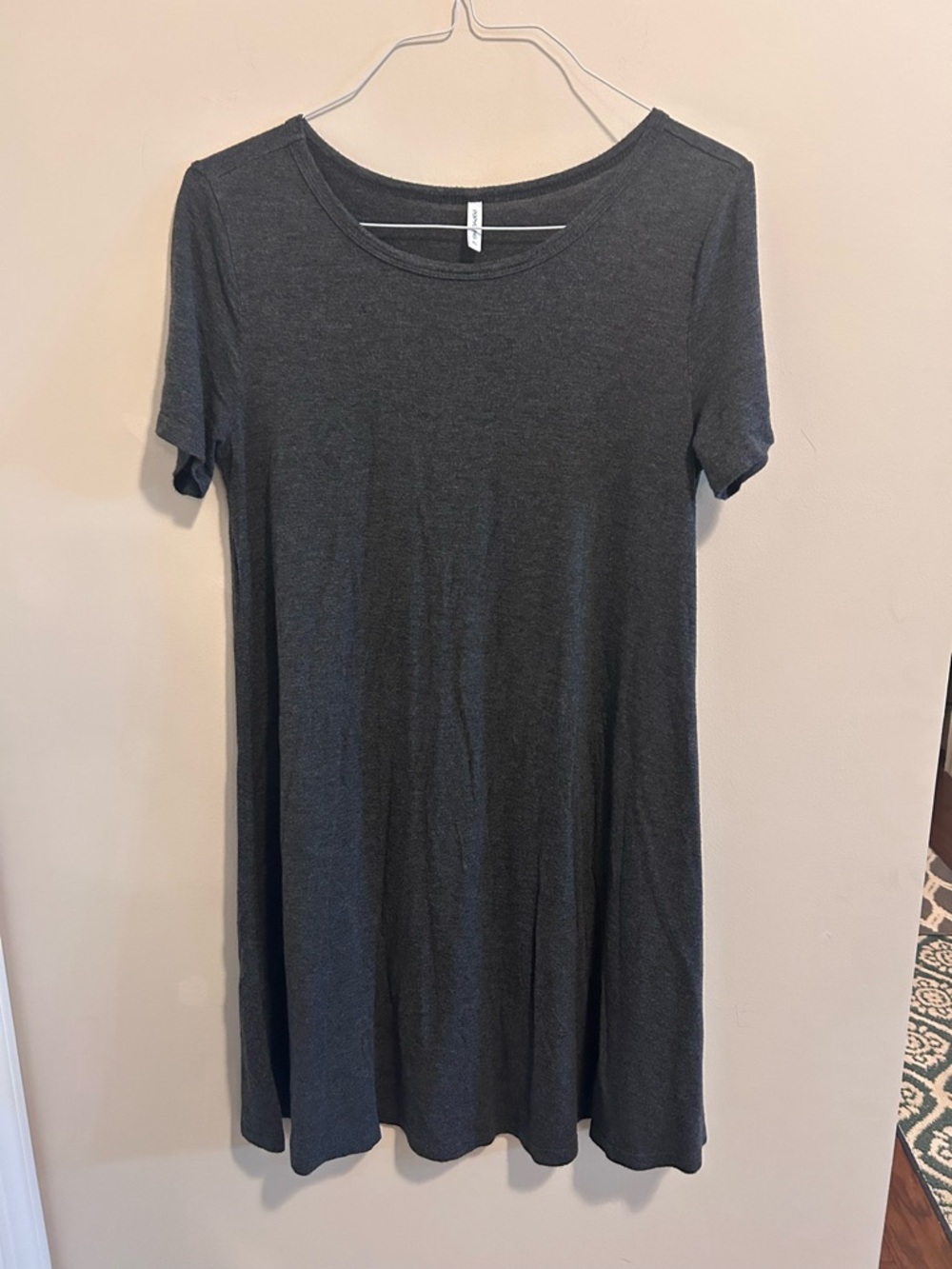 Dark Gray Short Sleeve Swing Dressโ - Women